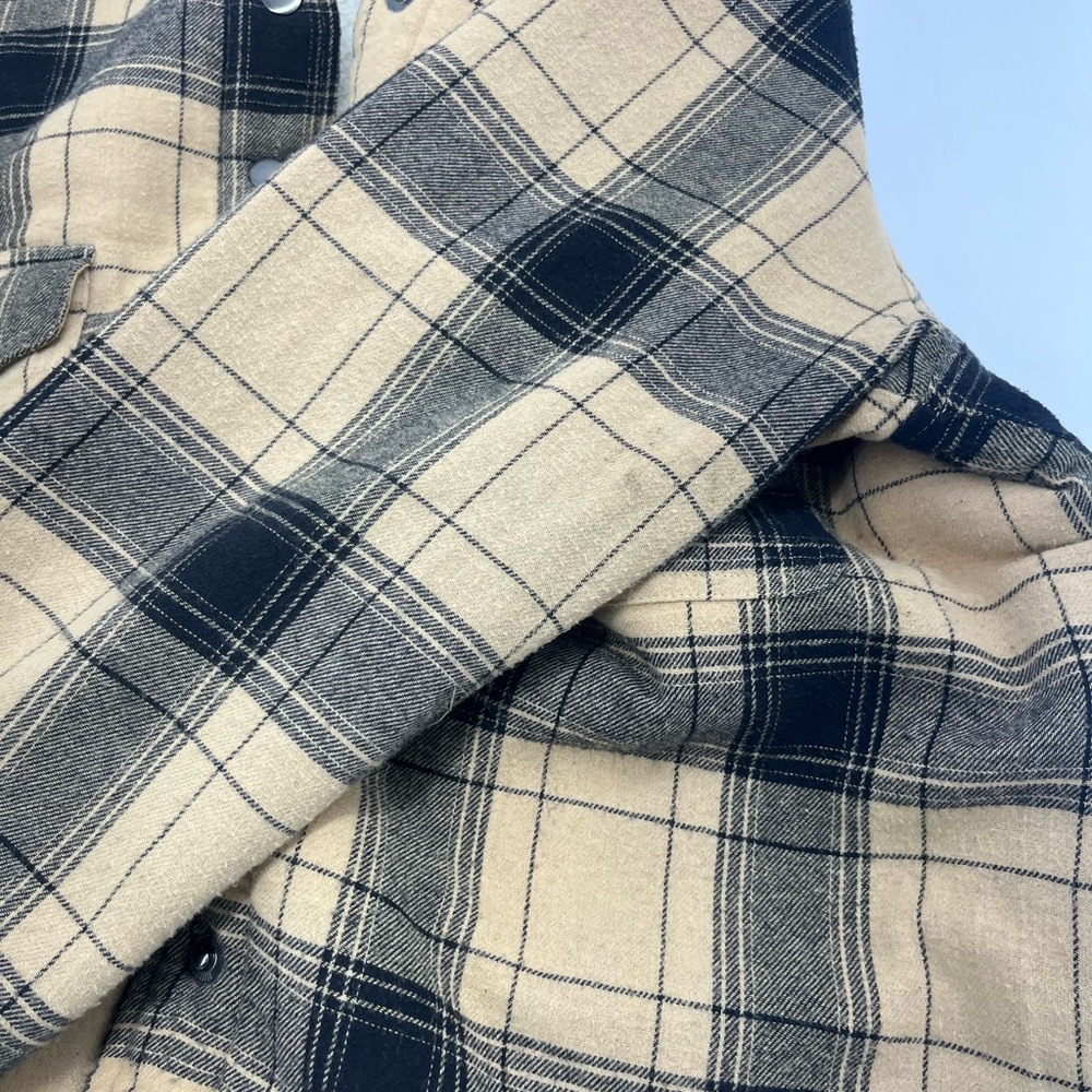Lucky Brand Tan and Black Plaid Shirt Jacket - Picture 6 of 8